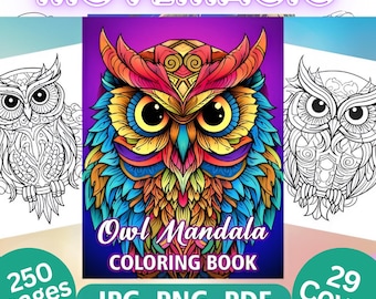 250 Owl Mandala Coloring Pages | Adult Coloring | KDP Interior Printable Designs
