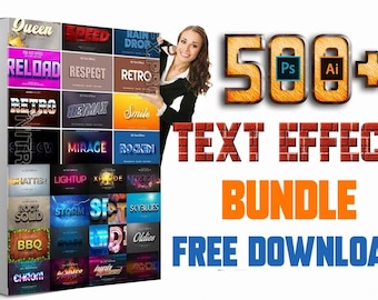 500+ Photoshop 3D Text Effects Bundle | Editable PSD Templates | Mega Bundle
