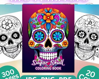300 Sugar Skull Coloring Pages  | Printable Coloring Bundle  | KDP Interior