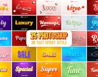 25 Professional 3D Photoshop Text Effects | Editable PSD Smart Object Styles for Creative Projects