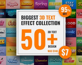 Photoshop 3D Text Effects | Editable Title Poster Bundle (PSD Files, 3000x1500px)