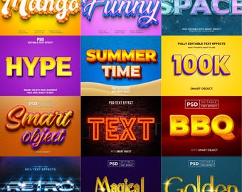 3D Text Effects Bundle | Editable PSD Typography Styles