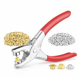 Grommet Pliers Set  Hole Punch Tool Kit with 100 Metal Eyelets