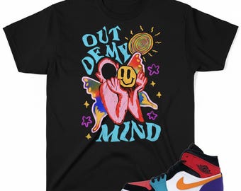 Maglietta grafica con farfalla psichedelica "Out Of My Mind" - Maglietta abbinata alle sneaker