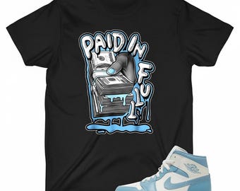 Maglietta a maniche corte con scritta "Paid In Full" - Sneaker Match blu universitario
