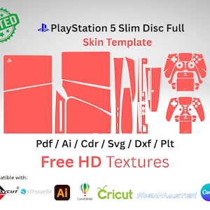 SKYWILE  PS5 PlayStation 5 Slim Disc Full Skin Template Vector