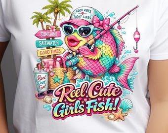 Diseño PNG de pez estilo preppy, diseño de pesca maximalista y colorido, sublimación de playa de verano (archivo PNG)