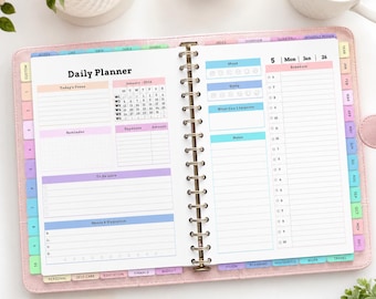 Agenda digital todo en uno / Planificador de vida definitivo / Planificador diario, semanal y mensual / Organizador de objetivos, presupuesto, hábitos y productividad