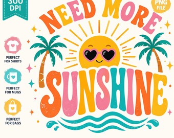 Imagen PNG de verano con sol retro, vacaciones tropicales en la playa (descarga digital)