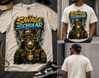 Savage Scholar Burro PNG, Diseño de cita motivacional de estilo urbano (Descarga instantánea)