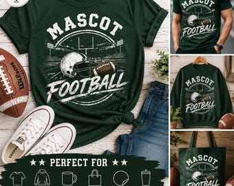 Mascota de fútbol estilo vintage personalizada PNG, gráfico deportivo para el día del partido (descarga digital)