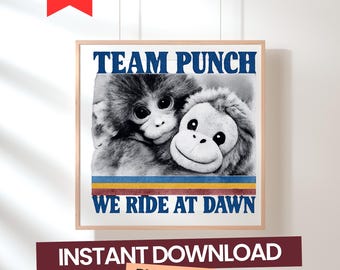 Mono divertido Team Punch PNG / Gráfico retro "Vamos al amanecer" (descarga digital)