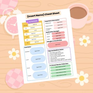 Editable Toddler Babysitter Cheat Sheet | Canva Template (Digital Download)