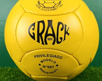 Vintage 1962 Style Soccer Ball Yellow Leather Size 5 Retro Handmade Football