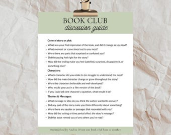 Discussiegids boekenclub | Bewerkbare canvassjabloon | Afdrukbare pdf