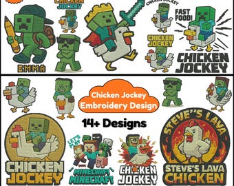 Chicken Jokey Machine Embroidery Designs Games Characters Embroidery Gamer  Embroidery Green Characters Embroidery 5+Sizes Download Files
