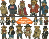 USA Bear Machine Embroidery Designs Fashion Bear Bear Embroidery Gentleman Bear Embroidery Bear Embroidery Pattern PES Digital File 5+Sizes