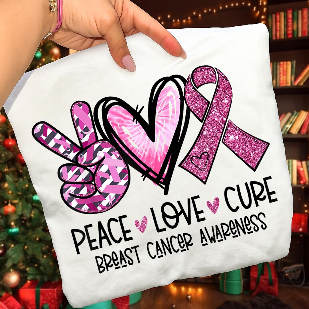 Breast Cancer Awareness PNG, Peace Love Cure Pink Ribbon Design ...