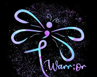 Krieger-Libelle PNG, Teal Purple Awareness Ribbon Design, Unterstützung für psychische Gesundheit, transparenter Hintergrund