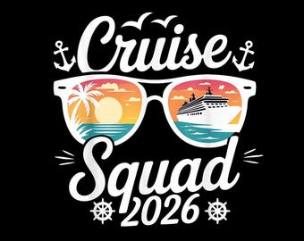 Cruise Squad 2026 Sonnenbrille PNG, Group Cruise Shirt, Tropischer Urlaub Design