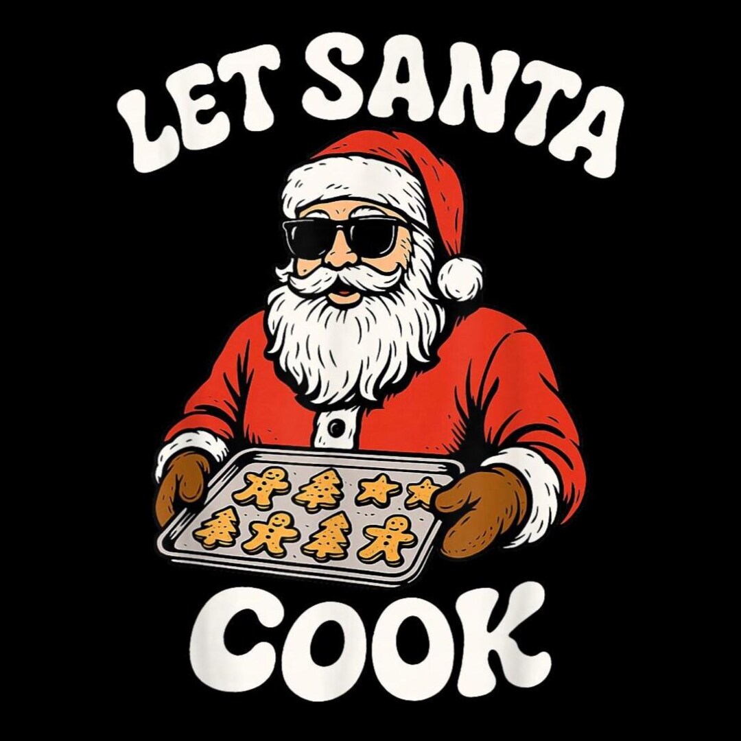 Let Santa Cook Christmas PNG, Baking Cookies Retro Cartoon, Cool Santa ...