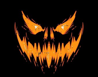 Scary Pumpkin Face PNG, Distressed Jack O Lantern, Halloween Horror Digital Download