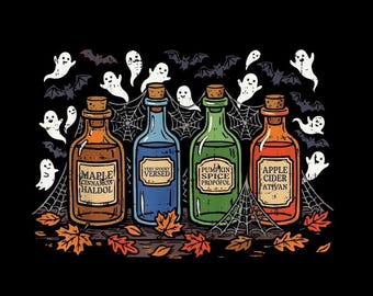 Pumpkin Spice Propofol Potion Bottles PNG, Nurse Halloween, Ghost Apothecary Digital Download