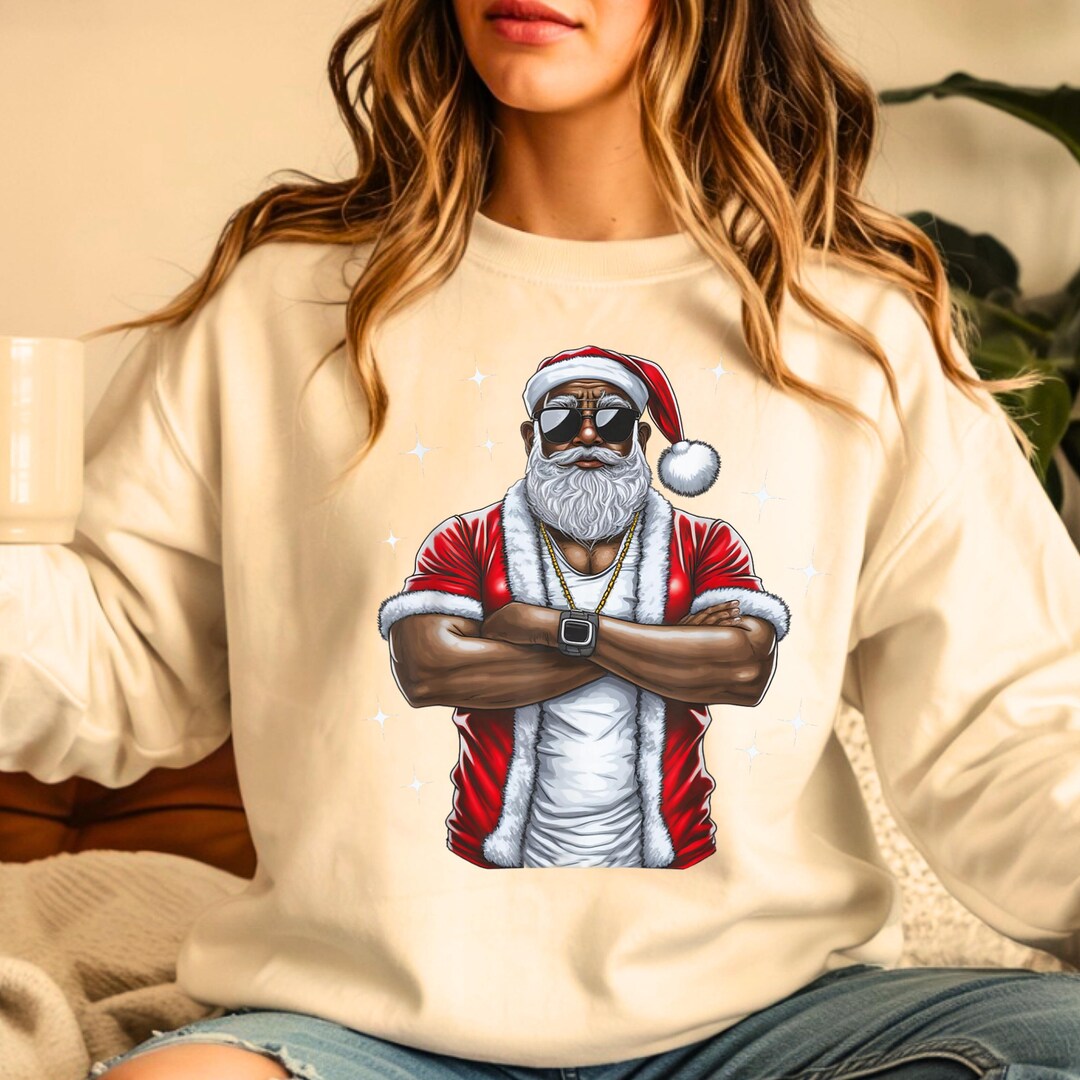 Buff Santa Sunglasses PNG, Funny Christmas Streetwear Graphic, Arms ...