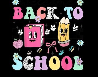 Willkommen zurück in der Schule Bleistift PNG, Notebook Charakter Shirt, Lehrer Digital Download