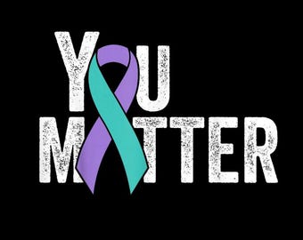 You Matter Ribbon PNG, Teal Purple Awareness Design, Unterstützung für psychische Gesundheit, transparenter Hintergrund