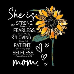 Christian sunflower mom PNG, faith quote design, leopard floral, Mother's Day gift, transparent background