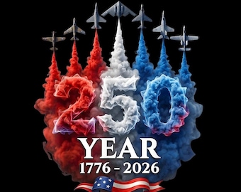 250 Jahr 1776-2026 Jet Smoke PNG, Amerika Jahrestag, Patriotische Airshow, USA Flagge Design