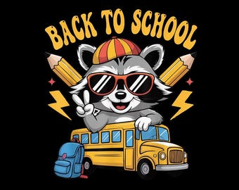 Zurück zu SchulWaschbär PNG, Schulbus Shirt, Ersttagslehrer Digital Download