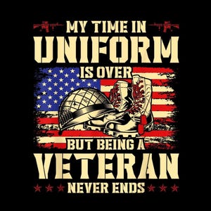 PNG de veterano, diseño de jubilación militar, arte de bandera con botas y casco, fondo transparente