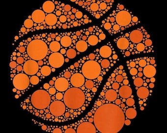 Orange Dot Basketball PNG, Sportball Dots Design, Basketball Lover Digital Download