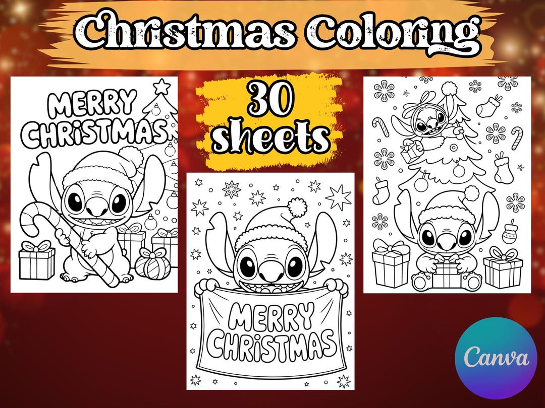 30 Christmas Stitch Coloring Sheets, Printable Kids Activity, Holiday ...