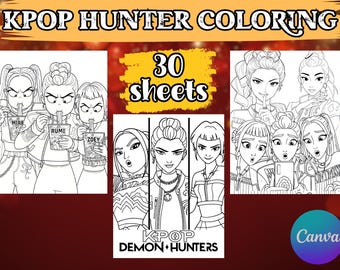 Demon Hunters kpop Kleurplaten K-pop kleurboek voor kinderen Verjaardagsactiviteit Feestje Kinderen Winter Kleurplaten Winteractiviteiten