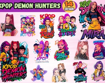 Arte de fan de anime Saja Girls PNG / Paquete PNG de Kpop Huntrix / Clipart de cazadores de demonios K Pop / Descarga digital de camisetas Huntrix