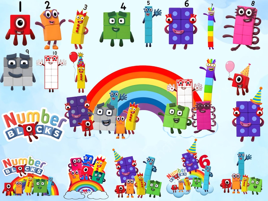 Number Blocks Cake Topper PNG Bundle | Kids Birthday Party Decor ...