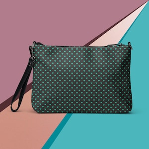 Teal Hearts 2-in-1 Crossbody & Clutch Bag | Versatile and Elegant Accessory