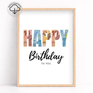Geldgeschenk Geburtstag | PDF Druckvorlage Ausschneiden & Geld hinterlegen  | DIY Geburtstagsgeschenk Happy Birthday | Sofort Download
