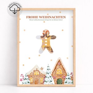 Christmas Money Gift Gingerbread Man | Creative Christmas Money Gift Idea | Money Gift to Cut Out | Instant Digital Download