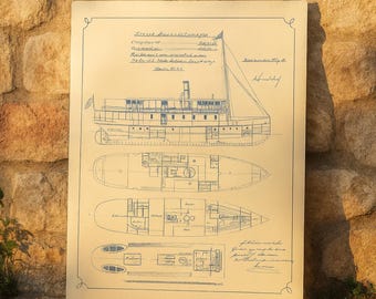 ボンヌ オム リシャールの設計図 – 1765 年の帆船の図面 - Etsy 日本