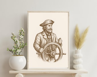 Maritimes Portrait – Maritimes Portrait | Steuermann Wand Kunst Druck (digitaler Download)