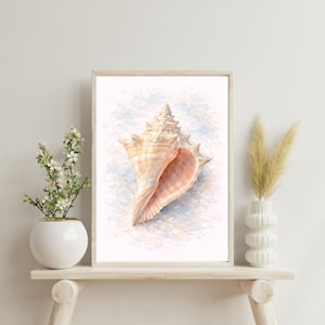 Art mural coquillage en téléchargement numérique, coquillage côtier affiche plage maison océan déco