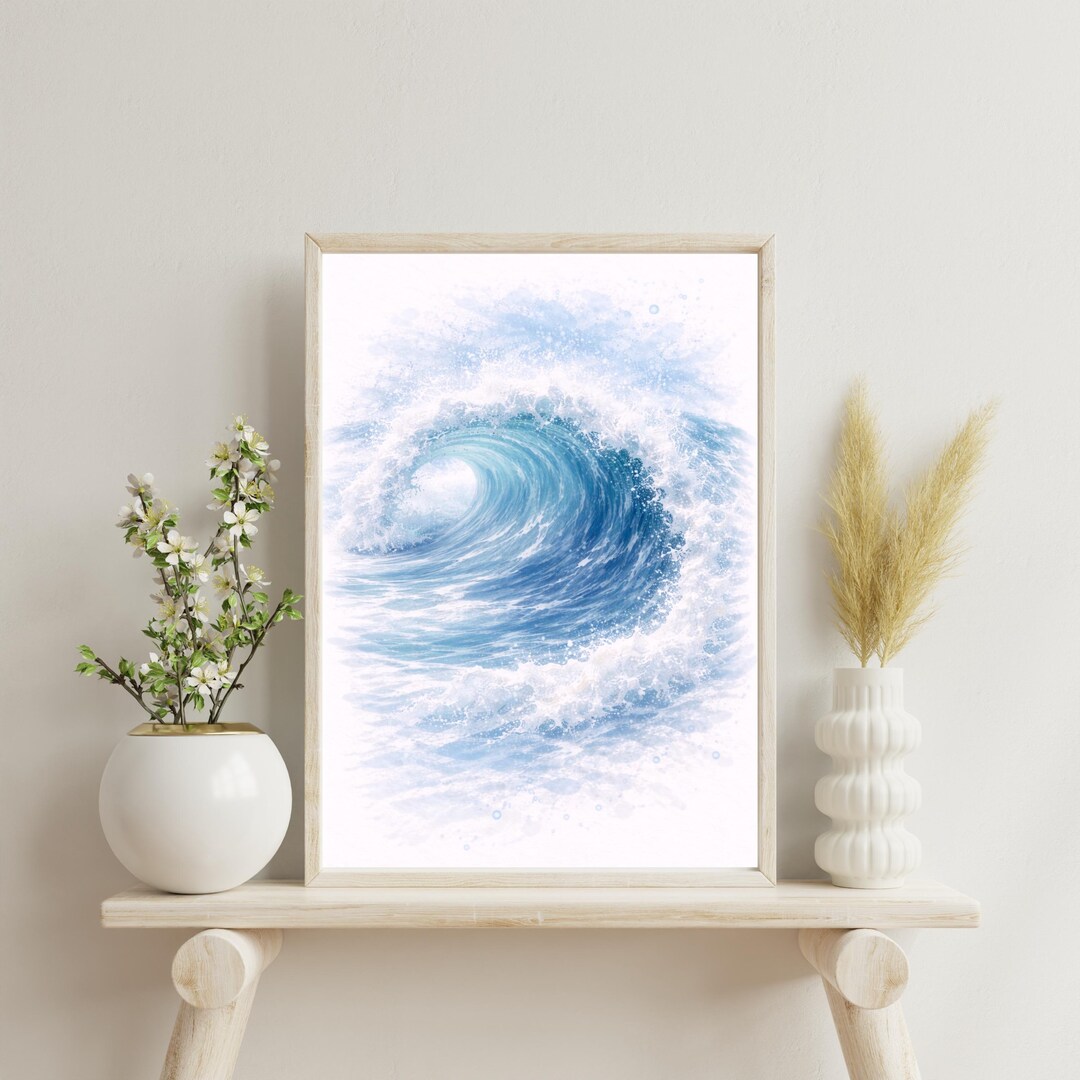 Ocean Wave Wall Art Coastal Printable Beach House Decor Digital ...