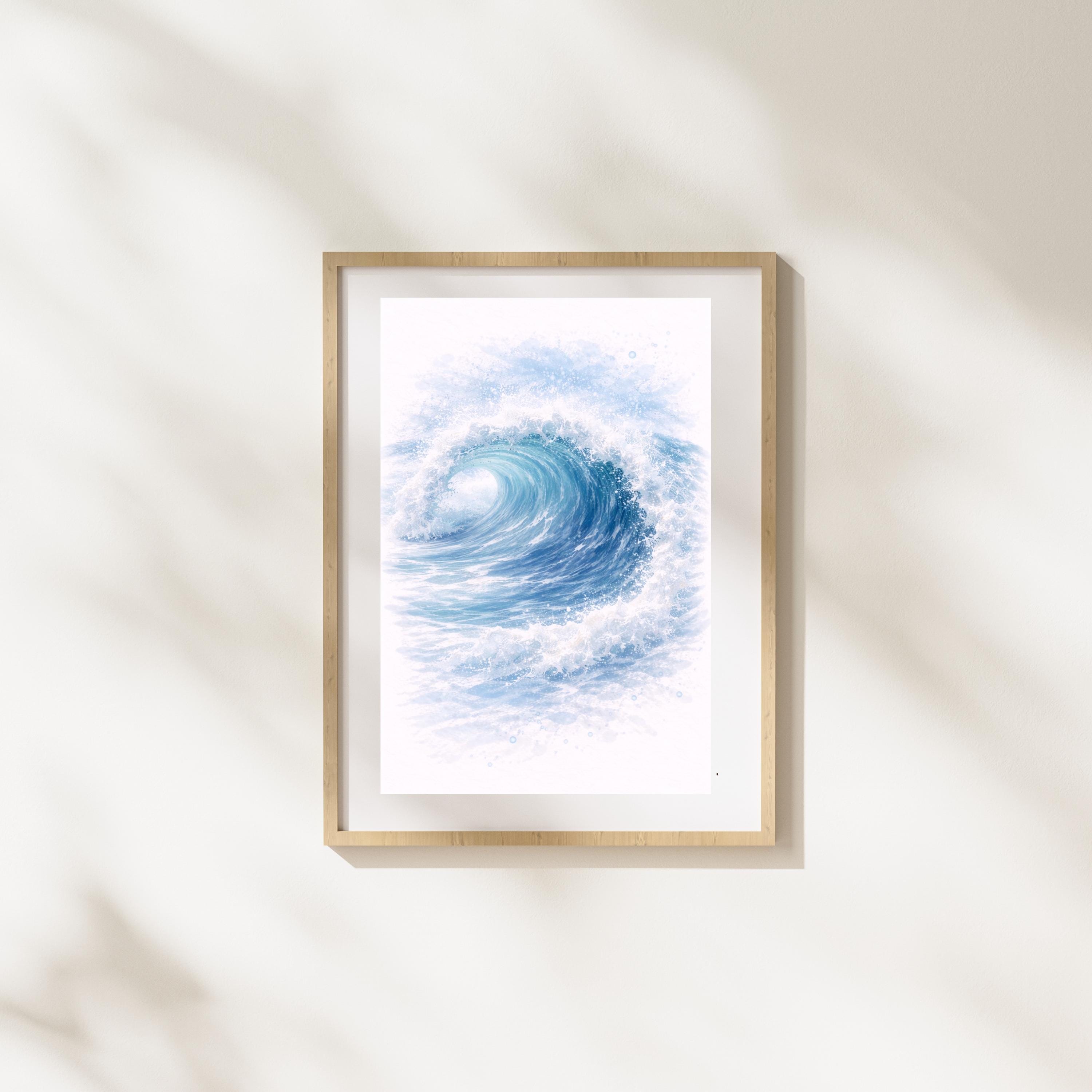 Ocean Wave Wall Art Coastal Printable Beach House Decor Digital ...