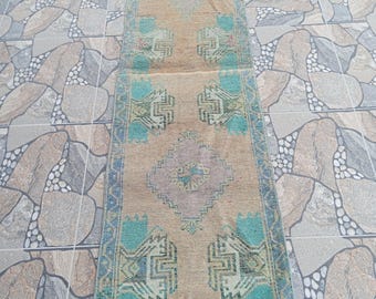 Vintage Heriz Karajah Wool Runner Rug: Turkish Kitchen Rug Style 1.9x6.7 Feet Tax Free USA