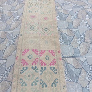 2x6 Runner, Vintage, Soft, Area, Pastel Rug, Oushak, SmallRug, Kitchen Rug,Turkish, Faded, Woven Rug Handmade1.9x5.5 Feet Tax Free USA
