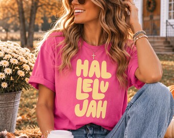 Koszulka Hallelujah dla kobiet, koszulka chrześcijańska, koszulka z motywem westernu, koszulka chrześcijańska w stylu country, koszulka z Jezusem, chrześcijański prezent dla niej